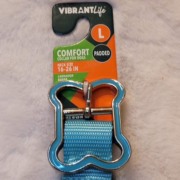 Vibrant Life Comfort Padded Dog Collar Teal Stripe New With Tag Size Large - Picture 11 of 14